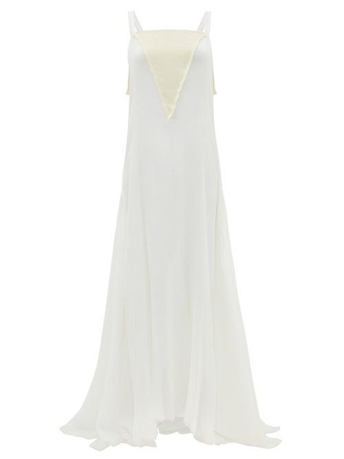 Matchesfashion.com Albus Lumen - Bow-back Silk Pliss-chiffon Gown - Womens - White