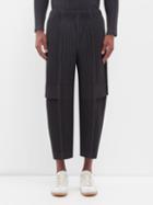 Homme Pliss Issey Miyake - Technical-pleated Cargo Trousers - Mens - Dark Grey