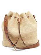 Matchesfashion.com Mark Cross - Joni Leather-trimmed Raffia Bucket Bag - Womens - Tan Multi