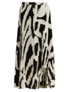 Proenza Schouler Graphic-print Cut-out Hem Pleated-crepe Midi Skirt
