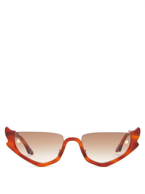 Matchesfashion.com Moy Atelier - Stranger's Ray Cat Eye Acetate Sunglasses - Womens - Brown