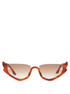 Matchesfashion.com Moy Atelier - Stranger's Ray Cat Eye Acetate Sunglasses - Womens - Brown