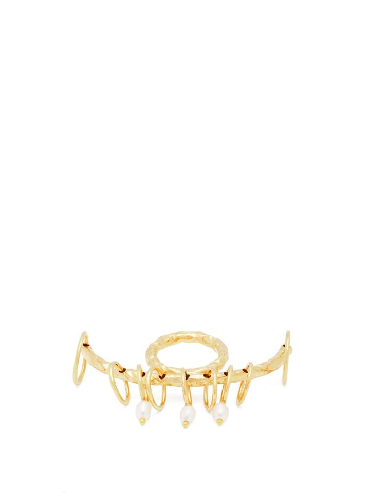 Attico Faux Pearl-embellished Bar Ring