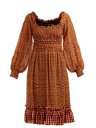 Matchesfashion.com Proenza Schouler - Square Print Silk Georgette Midi Dress - Womens - Orange Multi