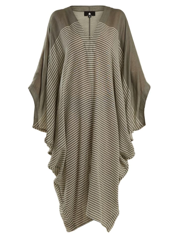 Su Bahia V-neck Striped Cotton Kaftan