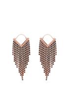 Matchesfashion.com Isabel Marant - Crystal Tassel V Shape Earrings - Womens - Black