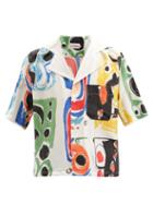 Matchesfashion.com Charles Jeffrey Loverboy - Sailor-collar Abstract-print Silk-blend Shirt - Mens - White Multi