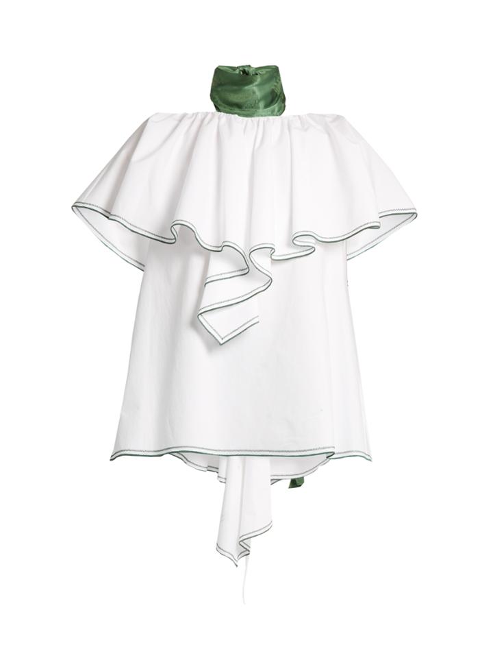 Rosie Assoulin Tie-neck Ruffled Poplin Top