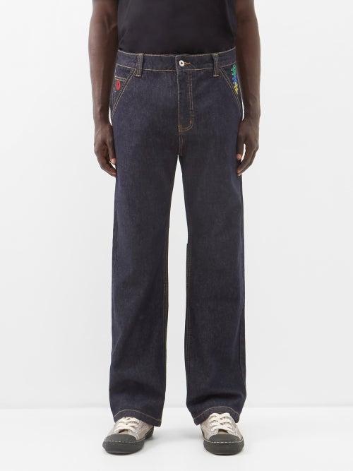 Icecream - Printed Straight-leg Jeans - Mens - Navy