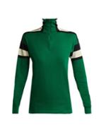 Matchesfashion.com Gucci - Logo Appliqu Long Sleeved Half Zip Top - Womens - Green White
