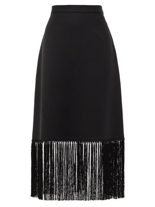 Matchesfashion.com Burberry - Fringed Mohair-blend A-line Skirt - Womens - Black