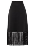 Matchesfashion.com Burberry - Fringed Mohair-blend A-line Skirt - Womens - Black