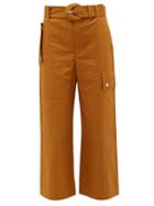 Matchesfashion.com Proenza Schouler White Label - Belted Cotton-blend Gabardine Wide-leg Trousers - Womens - Brown