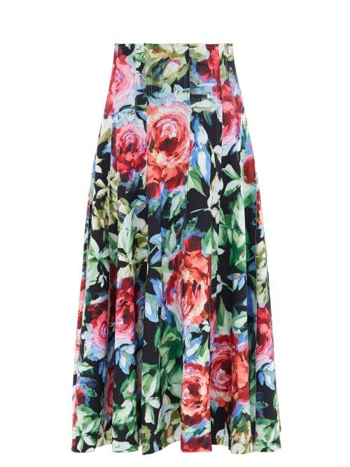 Norma Kamali - Grace Floral-print Jersey Midi Skirt - Womens - Multi