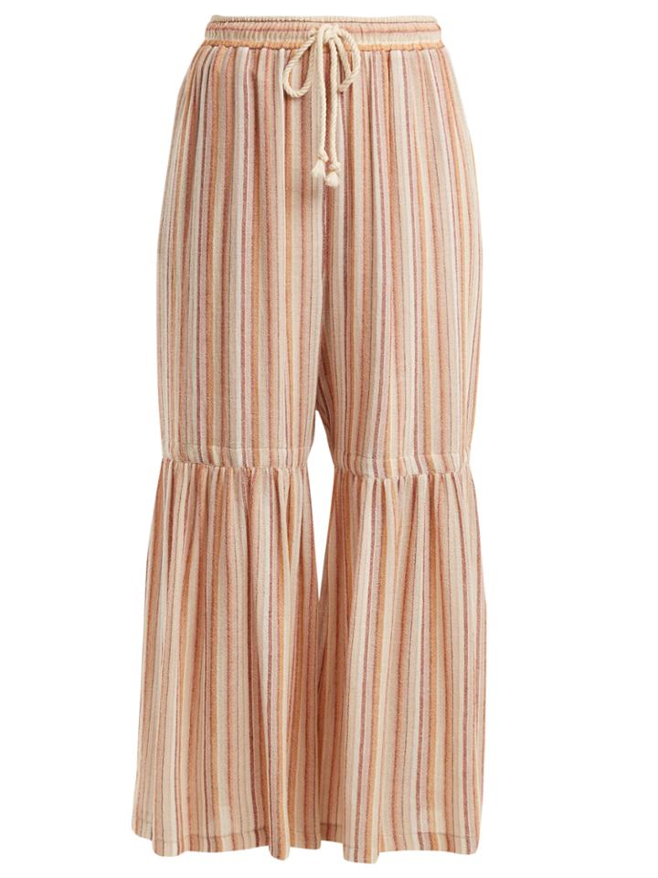 See By Chloé Drawstring-waist Striped Wide-leg Trousers