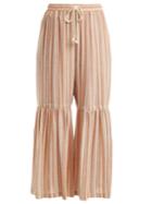 See By Chloé Drawstring-waist Striped Wide-leg Trousers