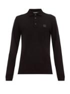 Matchesfashion.com Dolce & Gabbana - Rubberised Logo-plaque Cotton-piqu Polo Shirt - Mens - Black