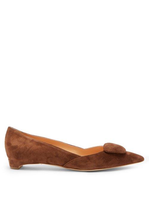 Matchesfashion.com Rupert Sanderson - Aga Point Toe Suede Flats - Womens - Brown