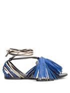 Matchesfashion.com Jil Sander - Tassel And Braided-leather Sandals - Womens - Blue White