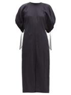 Matchesfashion.com Jil Sander - Lennox Technical Sateen Midi Dress - Womens - Dark Navy