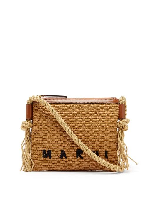 Ladies Bags Marni - Marcel Faux-raffia Shoulder Bag - Womens - Brown Multi
