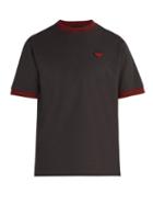 Matchesfashion.com Prada - Logo Appliqu Cotton Piqu T Shirt - Mens - Dark Grey