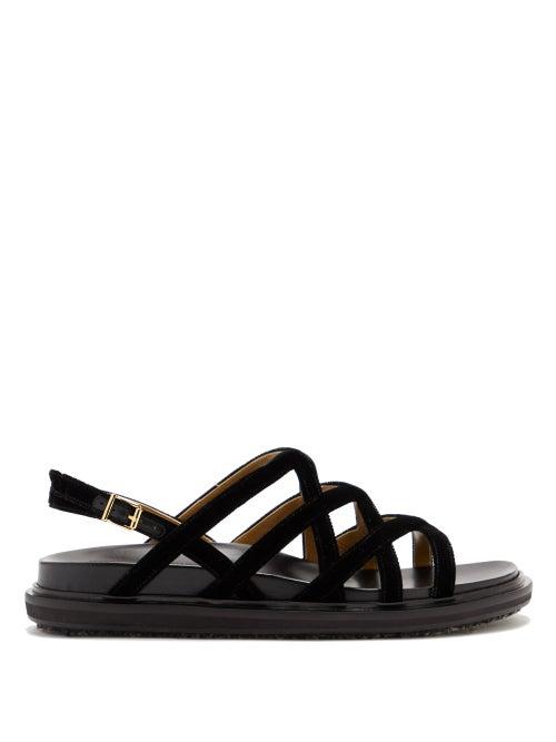 Matchesfashion.com Marni - V-strap Velvet Slingback Sandals - Womens - Black