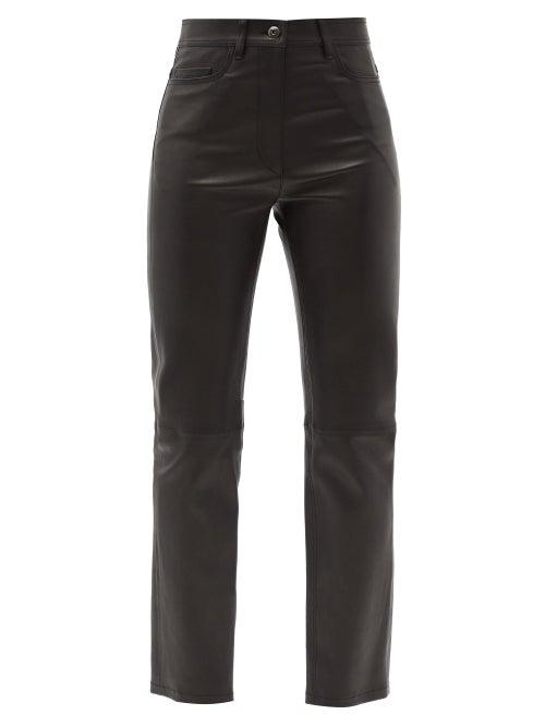 Matchesfashion.com Joseph - Teddy Leather Straight-leg Trousers - Womens - Black