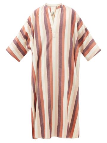Marrakshi Life - Striped Cotton Kaftan - Mens - Cream