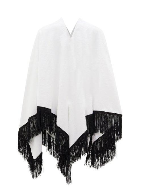 Matchesfashion.com Gabriel For Sach - Fringed Cotton-terry Poncho - Womens - White Multi