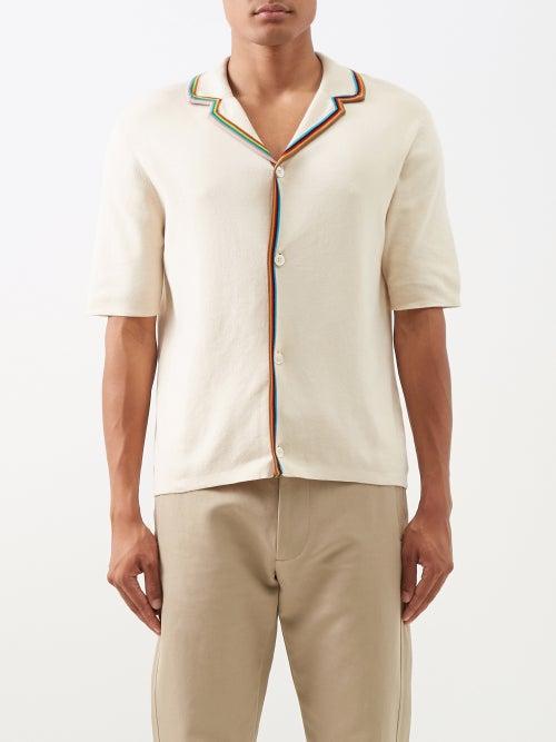 Paul Smith - Cuban-collar Signature-striped Cotton-blend Shirt - Mens - Cream