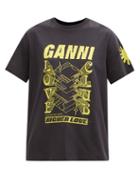 Ganni - Logo-print Jersey T-shirt - Womens - Black Multi