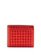 Matchesfashion.com Christian Louboutin - Coolcard Studded Metallic Leather Bi Fold Wallet - Womens - Red