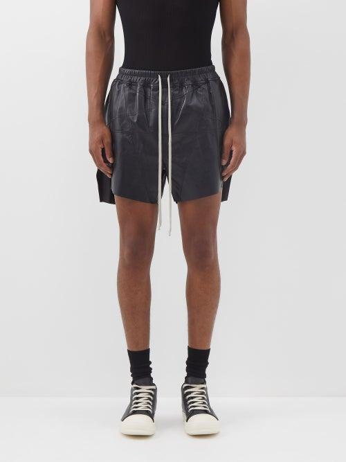 Rick Owens - Penta Drawstring-waist Leather Shorts - Mens - Black