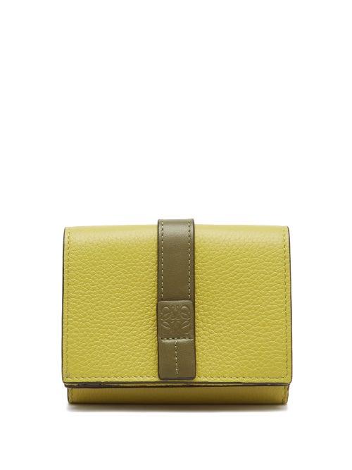 Loewe - Anagram-embossed Grained-leather Wallet - Womens - Green Multi