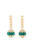 Matchesfashion.com Erdem - Crystal Embellished Drop Earrings - Womens - Green
