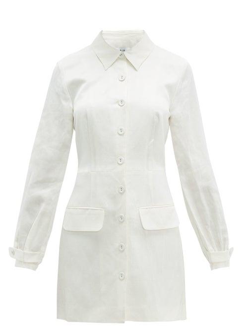 Matchesfashion.com Sir - Inez Cut Out Linen Blend Shirtdress - Womens - Ivory
