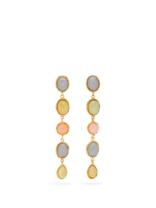 Matchesfashion.com Sylvia Toledano - Quartz, Onyx & Chalcedony Clip Earrings - Womens - Multi
