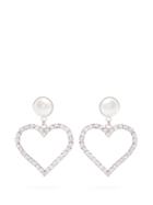 Alessandra Rich Crystal-embellished Heart-drop Earrings