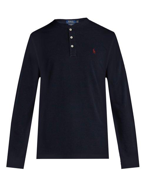 Matchesfashion.com Polo Ralph Lauren - Long Sleeved Cotton Henley T Shirt - Mens - Navy