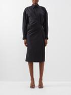 Lemaire - Side-tie Twisted Cotton-poplin Midi Dress - Womens - Black
