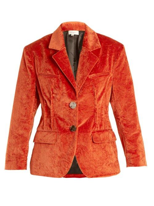Matchesfashion.com Isa Arfen - Notch Lapel Crushed Velvet Cotton Blend Jacket - Womens - Dark Orange
