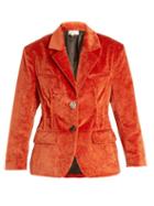 Matchesfashion.com Isa Arfen - Notch Lapel Crushed Velvet Cotton Blend Jacket - Womens - Dark Orange