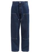 Loewe - Panelled Straight-leg Jeans - Mens - Blue