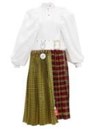 Matchesfashion.com Chopova Lowena - Tartan Recycled Tapestry Midi Dress - Womens - White Multi