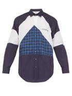 Matchesfashion.com Vetements - Mustermann Panelled Cotton Poplin Shirt - Mens - Purple Multi