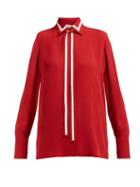 Matchesfashion.com Valentino - Striped Silk Georgette Blouse - Womens - Red Multi