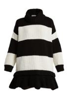 Matchesfashion.com Valentino - Striped Roll Neck Wool Sweater - Womens - Black White