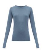 Matchesfashion.com Raey - Sheer Raw Edge Crew Neck Cashmere Sweater - Womens - Blue