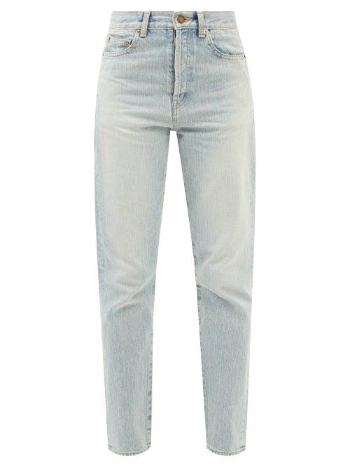 Saint Laurent - High-rise Slim-leg Jeans - Womens - Light Denim